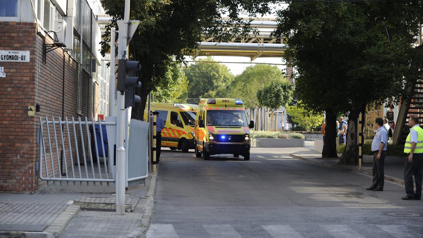 A tűzoltók egy időre százméteres sugarú körben lezárták az érintett területet. MTI Fotó: Mihádák Zoltán