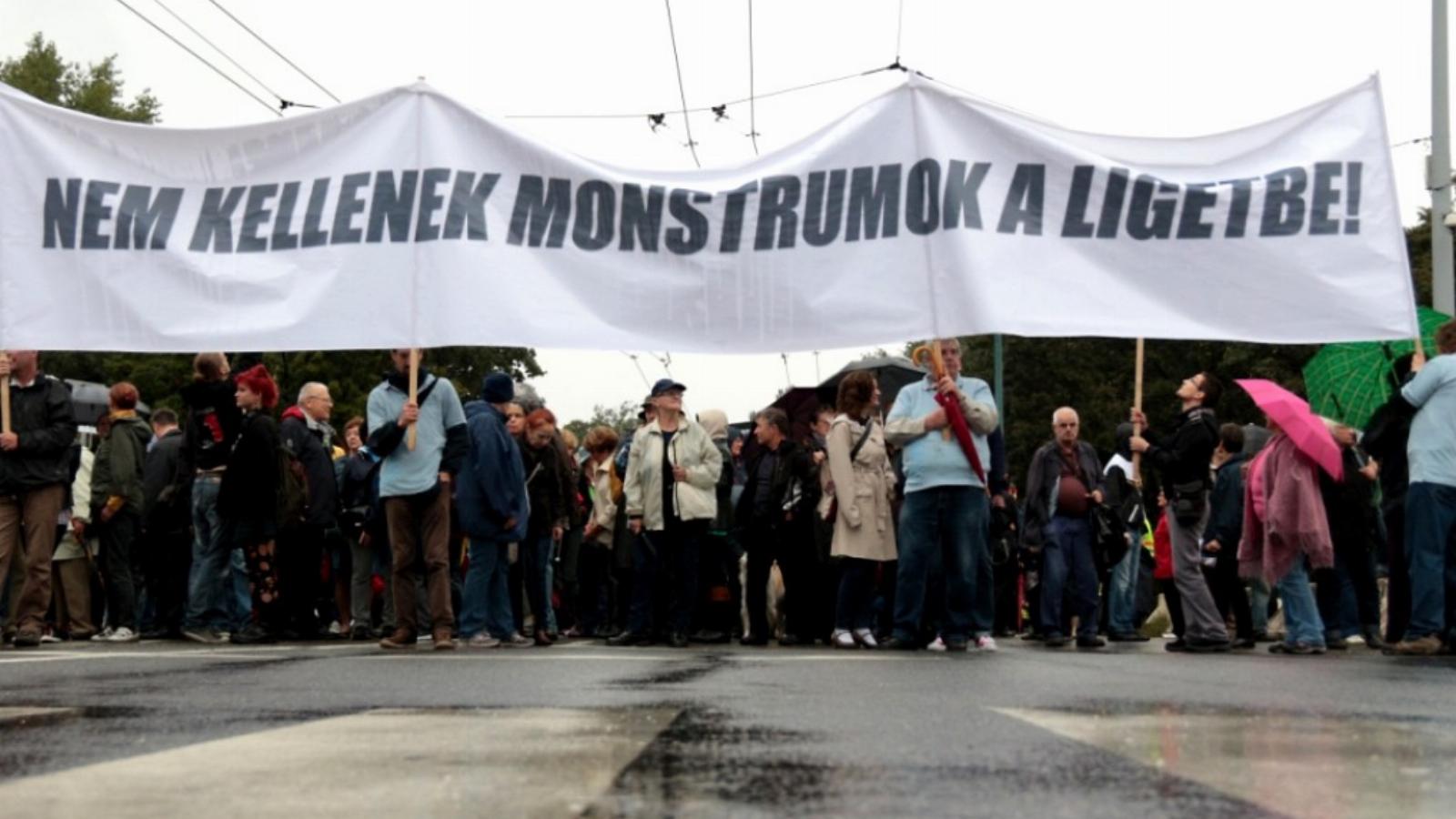 Októberben tüntettek a Városligetbe tervezett múzeumi negyed megvalósítása ellen Fotó: Molnár Ádám, Népszava