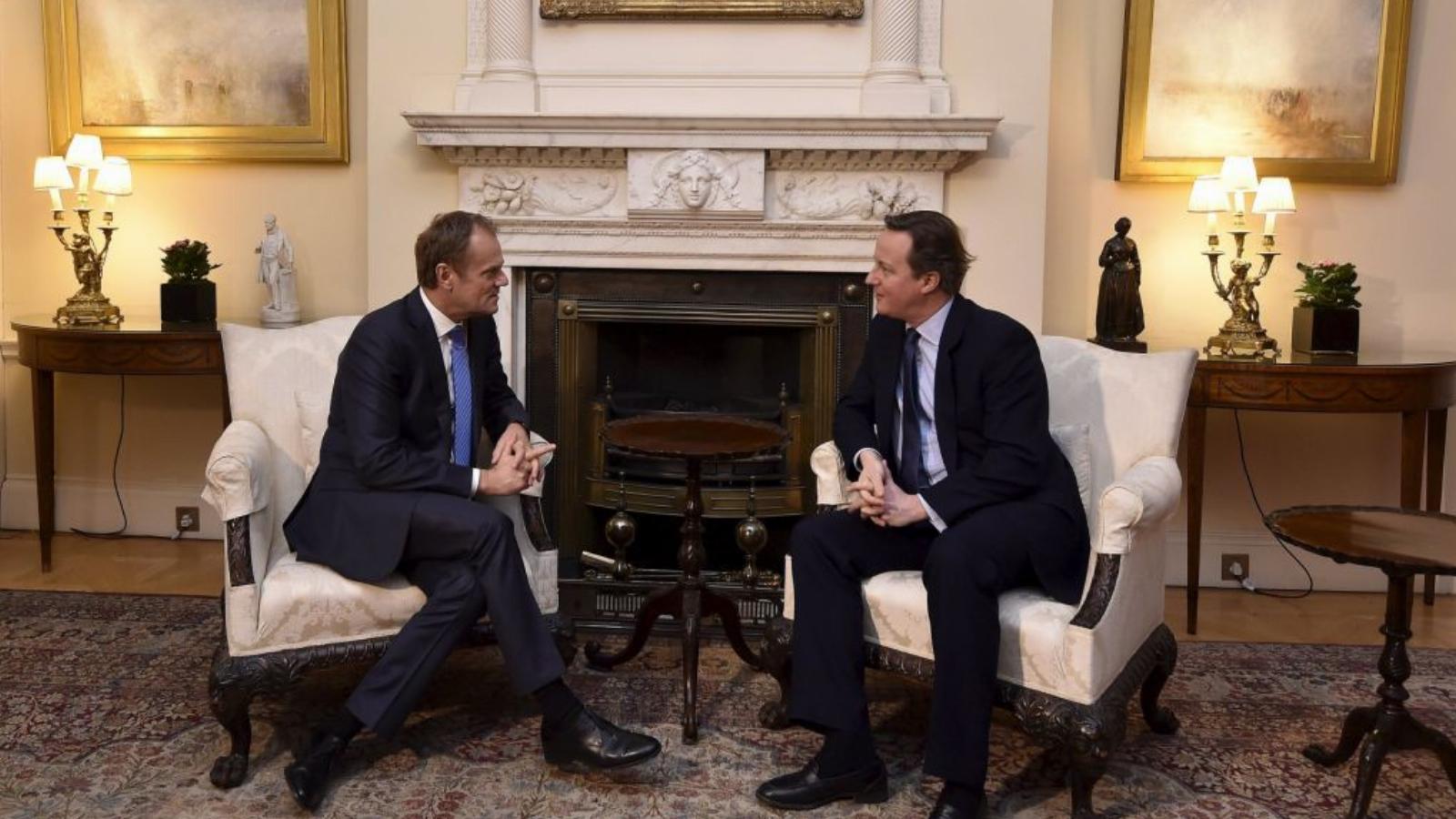 Tusk és Cameron vasárnap egyeztetett a Downing Street 10-ben FOTÓ: EUROPRESS/GETTY IMAGES