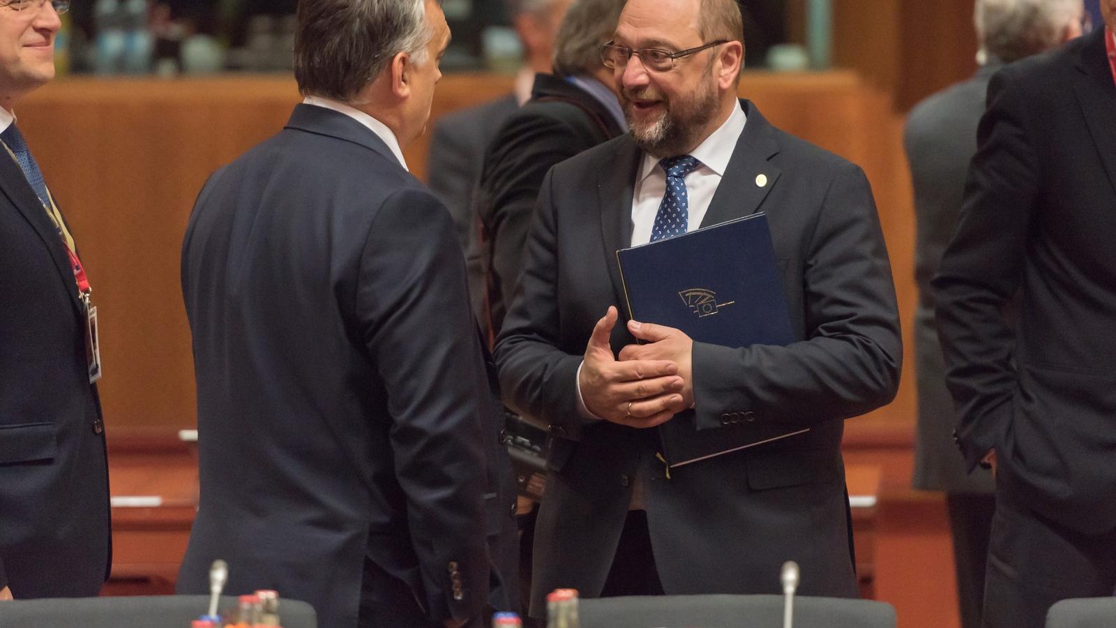 Korábbi felvétel Schulzról és Orbánról. FOTÓ: Jonathan Raa/Pacific Press/LightRocket via Getty Images