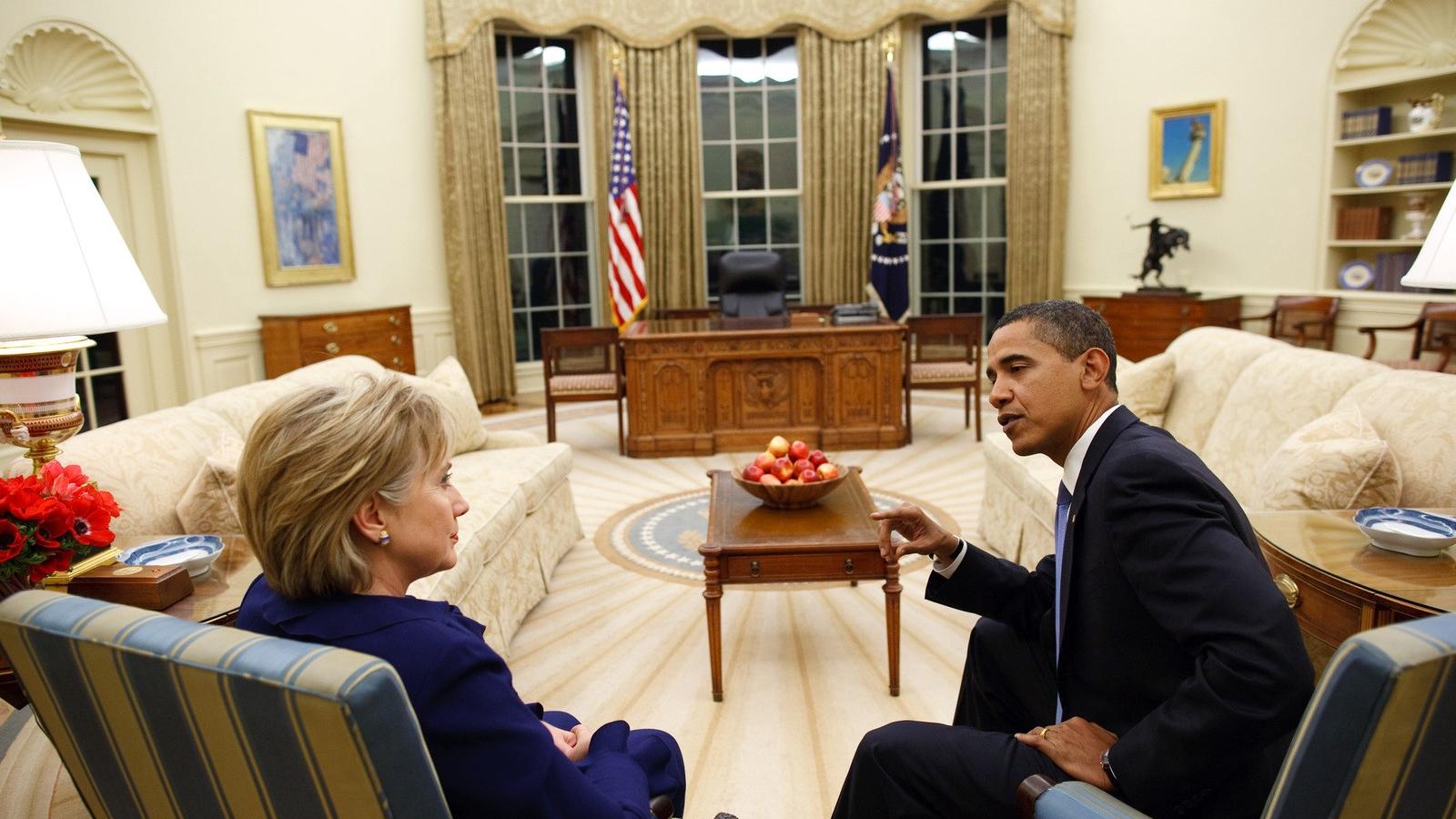 Korábbi felvétel Obamáról és Hillary Clintonról. FOTÓ: The White House/Getty Images 