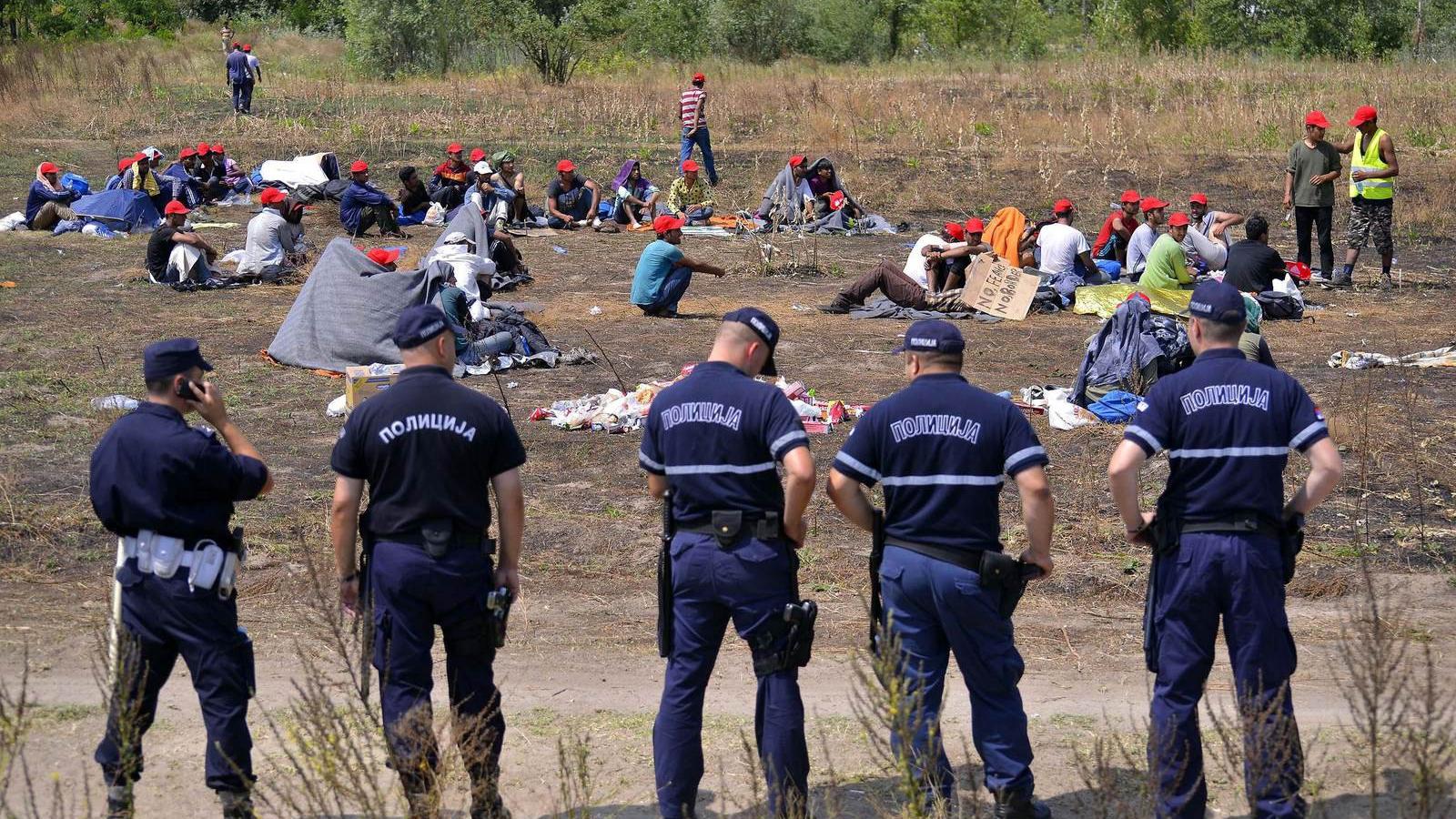 Éhségsztrájkoló menekültek a röszkei határszakasznál – tisztességes eljárást és emberséges bánásmódot követelnek FOTÓ: MTI/MOLNÁ