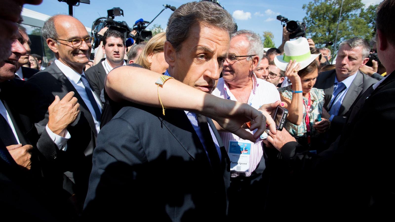 Sarkozy volt elnök lelkes hívei körében FOTÓ: EUROPRESS/GETTY IMAGES/CHRISTOPHE MORIN