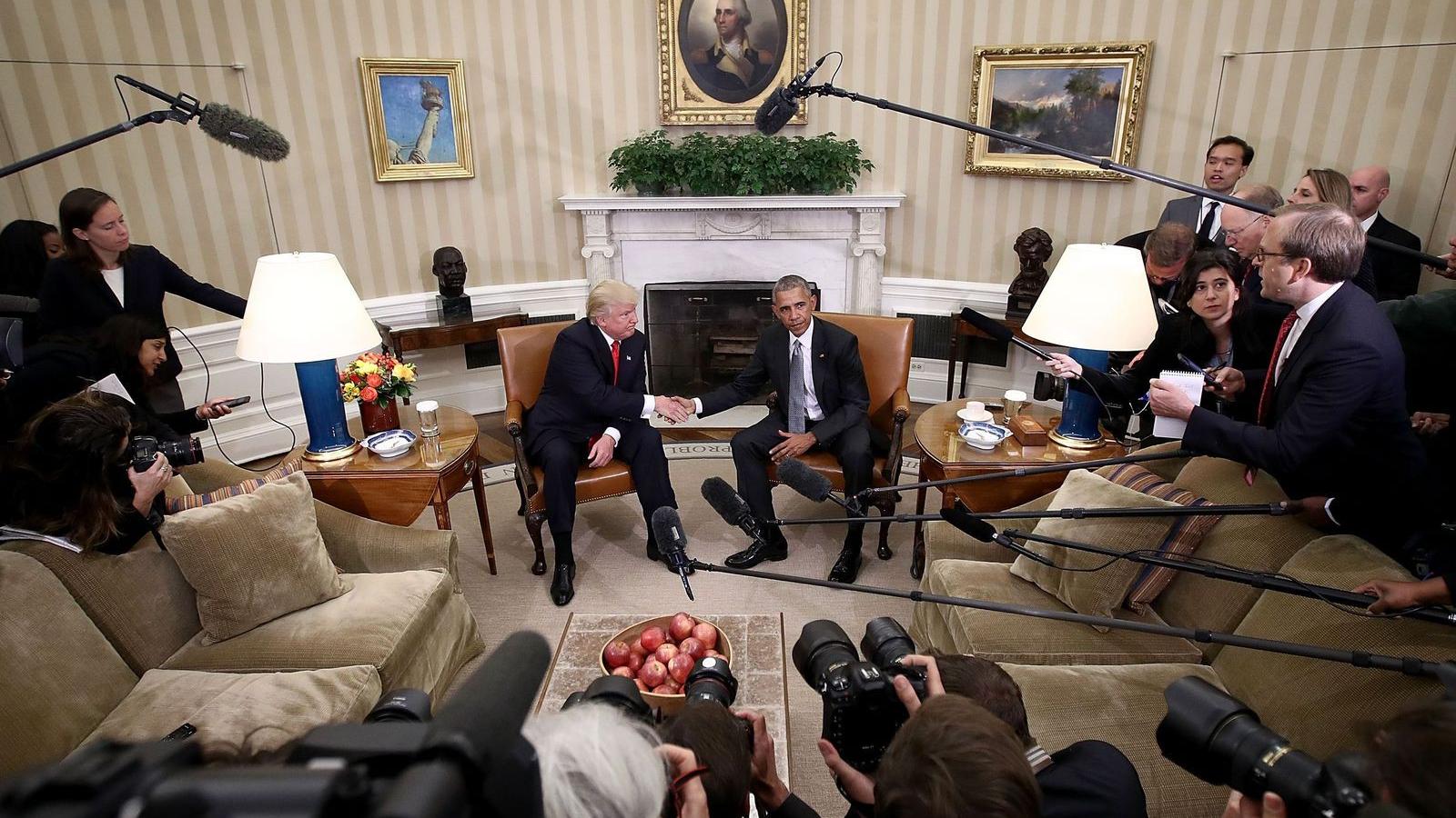 Trump és Obama másfél óra hosszat tárgyalt az Ovális Irodában FOTÓ: EUROPRESS/GETTY IMAGES/WIN MCNAMEE