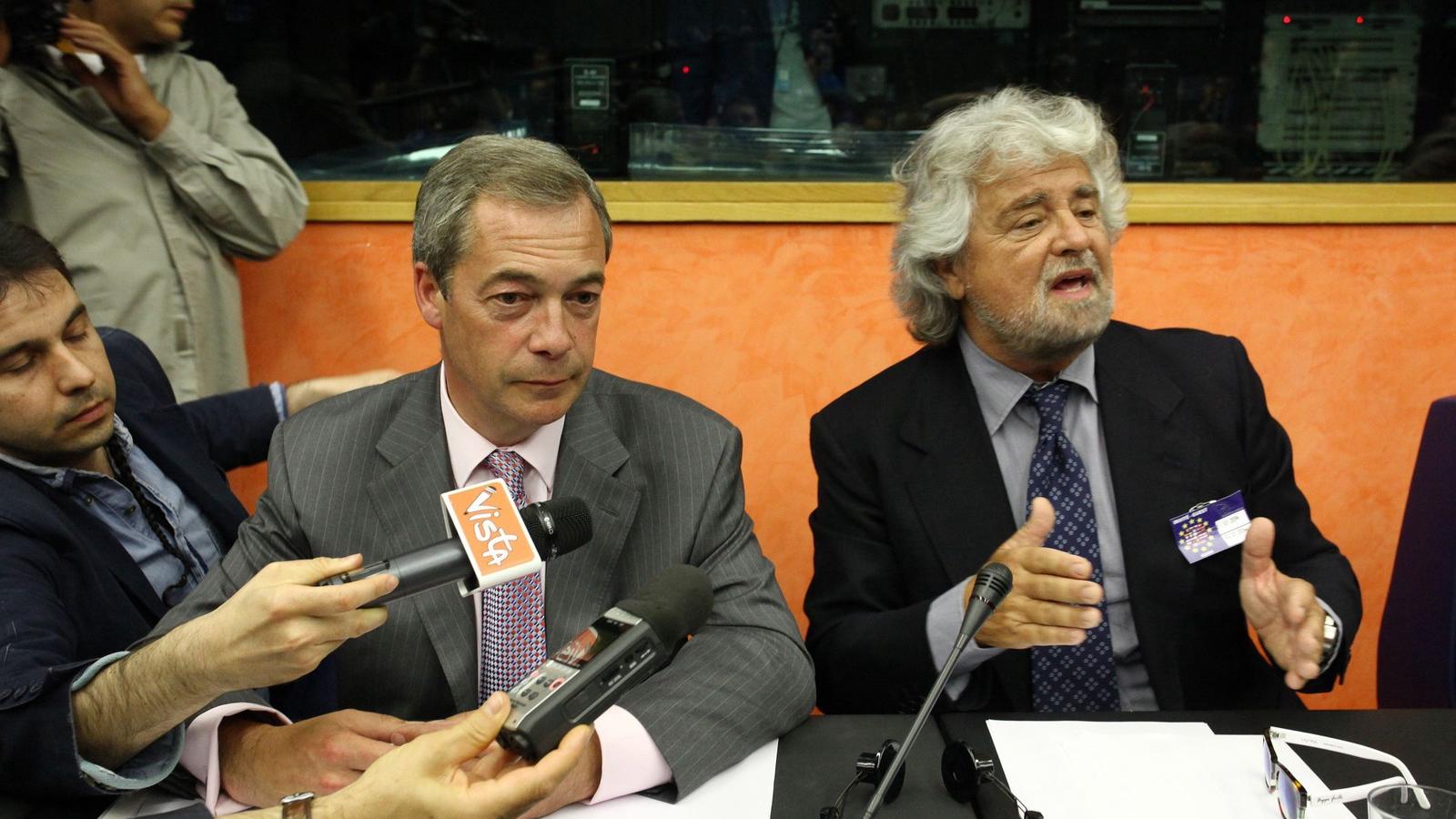 Nigel Farage és Beppe Grillo az Európai Parlamentben ritkán értenek egyet egymással FOTÓ: EUROPRESS/GETTY IMAGES/MICHELLE TANTUS