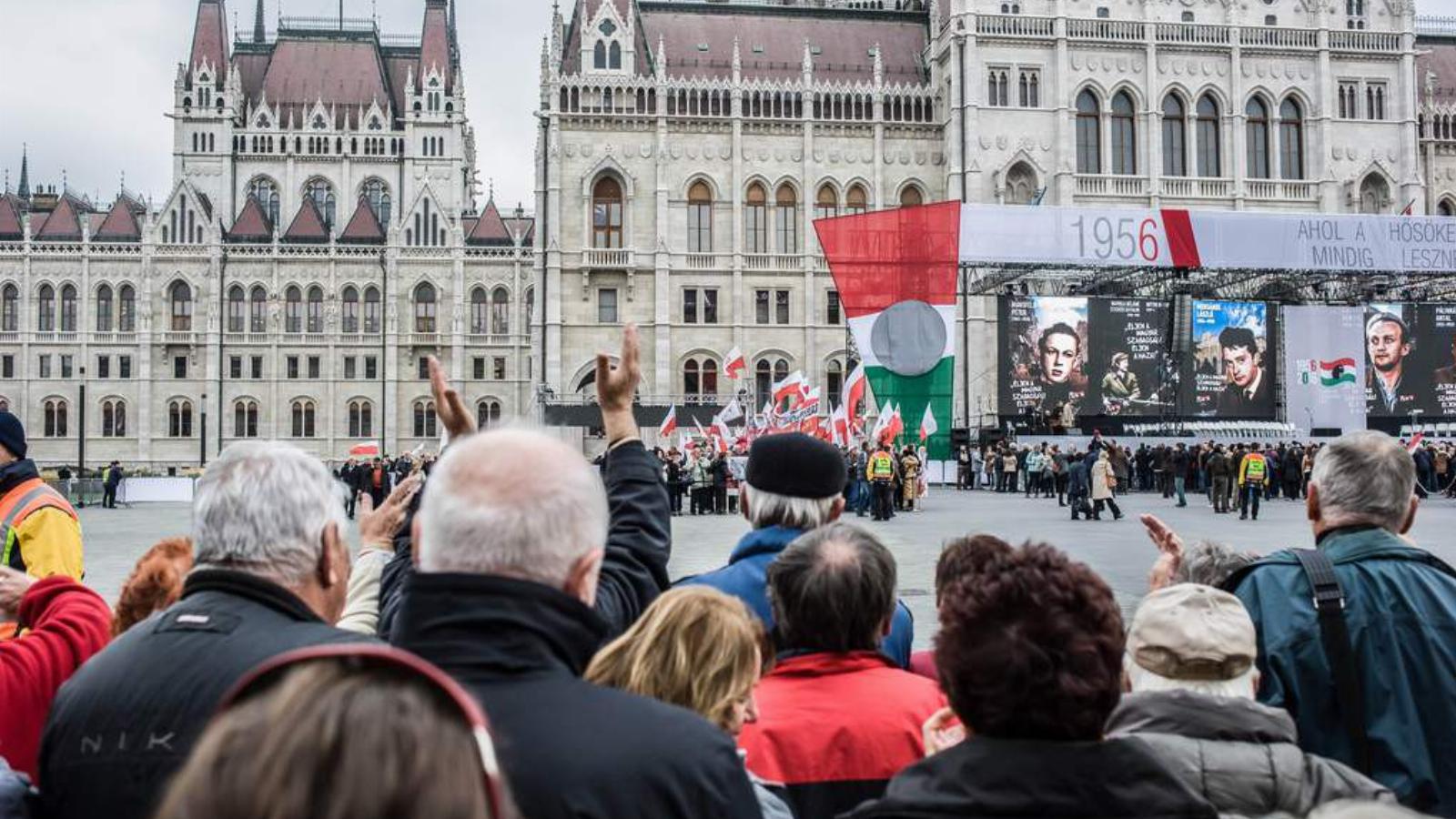 A Valton Security biztosította Orbán Viktor október 23-i beszédét a Kossuth téren FOTÓ: Tóth Gergő/Népszava