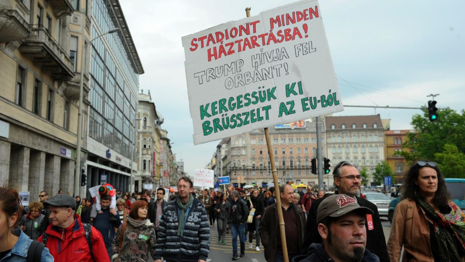 A kétfarkú kutyapárt szombati békemenete  FOTÓ: Vajda József 