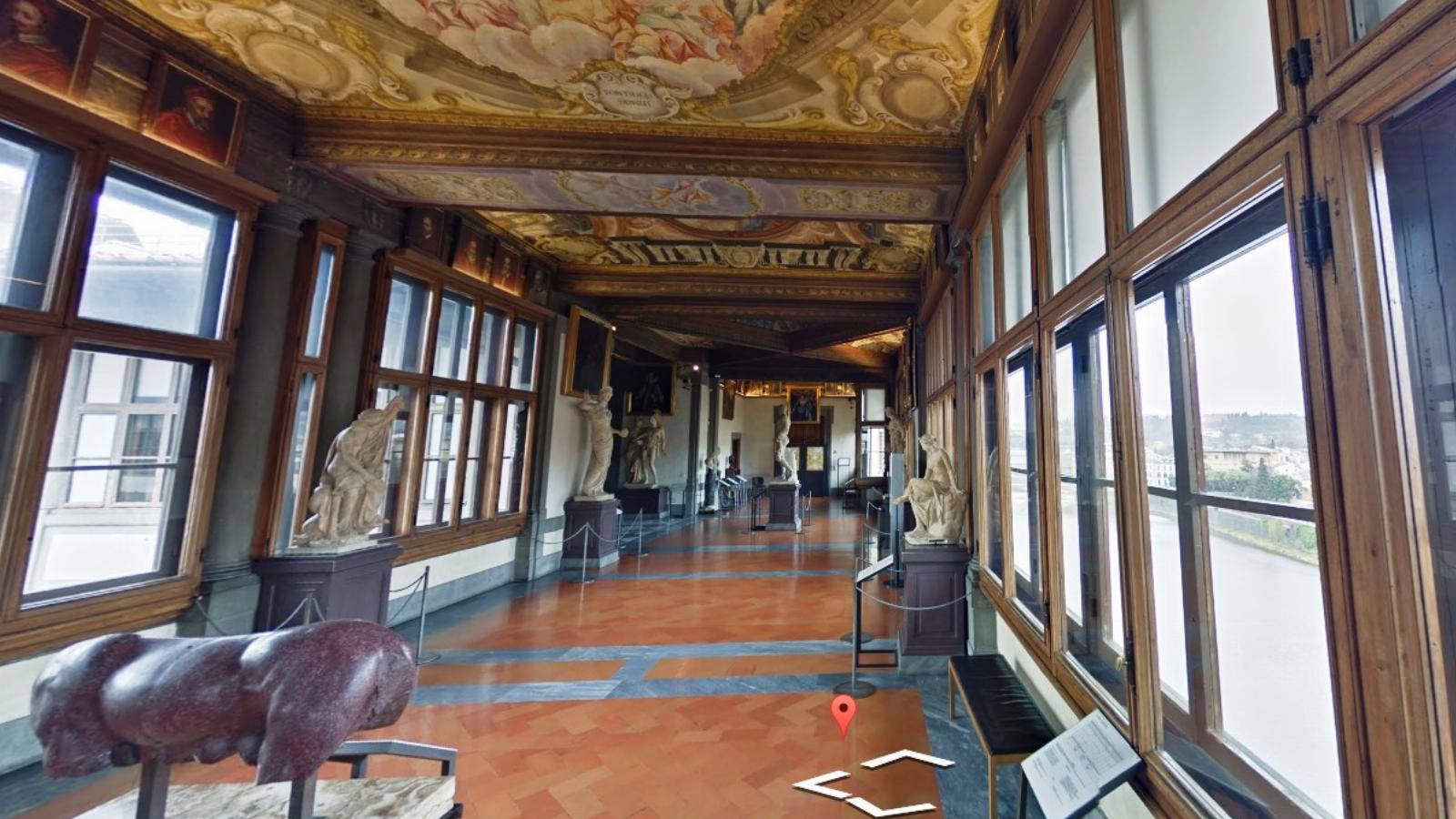 Az Uffizi-képtár egyik kiállítóterme Forrás: Google View