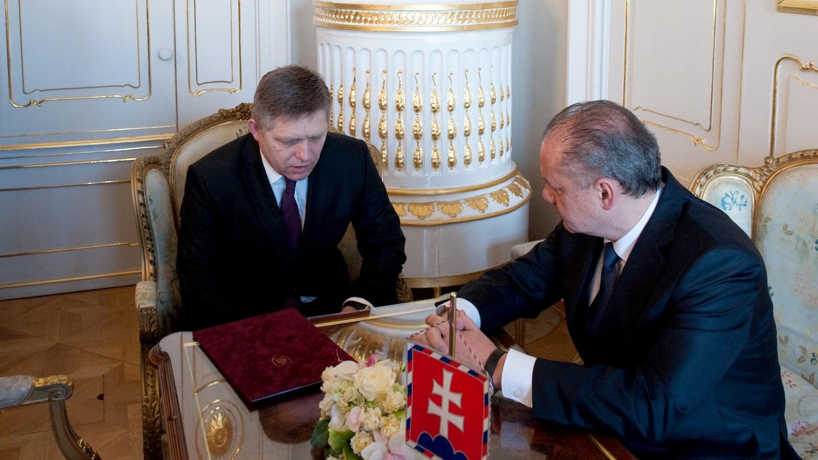 Robert Fico és Andrej Kiska között 2014-ben kezdődött a viszály. FOTÓ: SAMUEL KUBANI/AFP