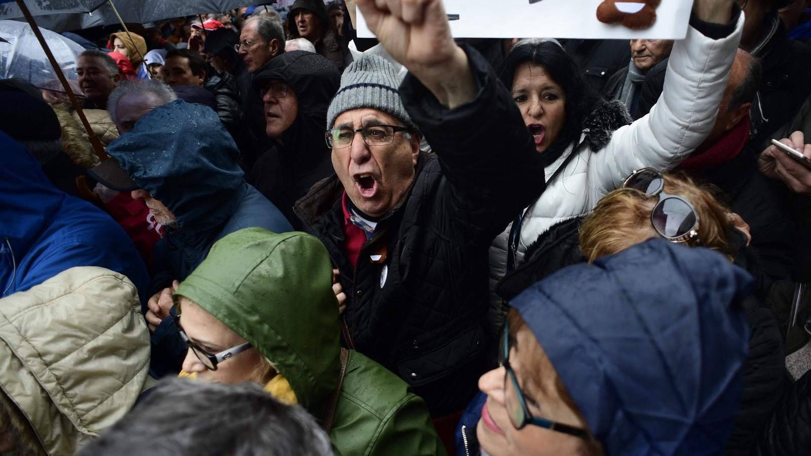 Így tiltakoztak a nyugdíjasok 2018. március 1-jén Madridban - Fotó: PIERRE-PHILIPPE MARCOU / AFP