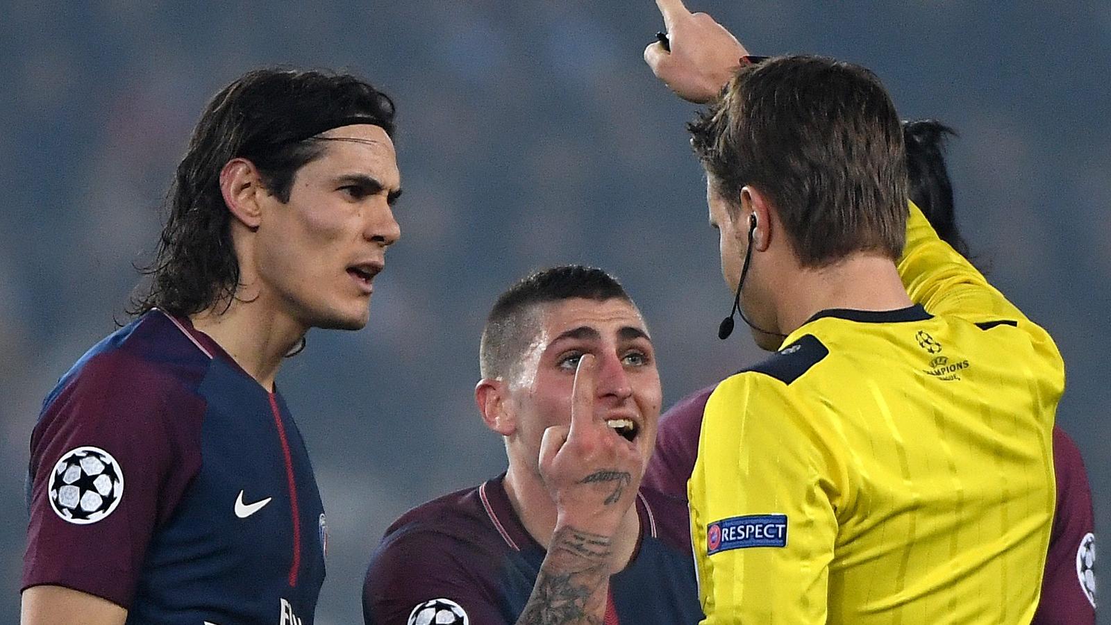 Marco Verratti idő előtt mehetett zuhanyozni, így csapata még kilátástalanabb helyzetbe került Fotó: AFP/Christophe Simon