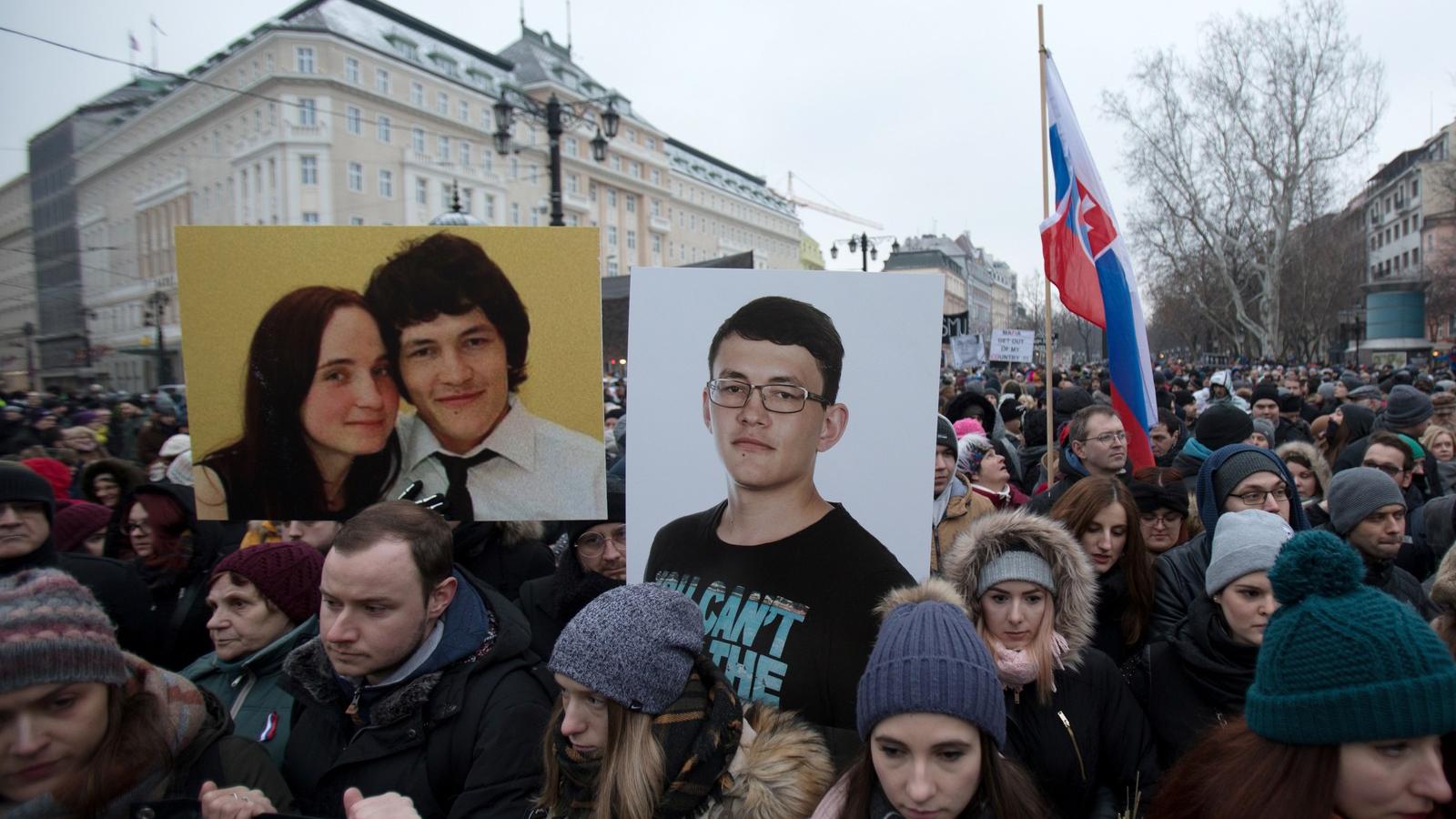 Tüntetés Pozsonyban, 2018. március 2. Fotó: ALEX HALADA / AFP