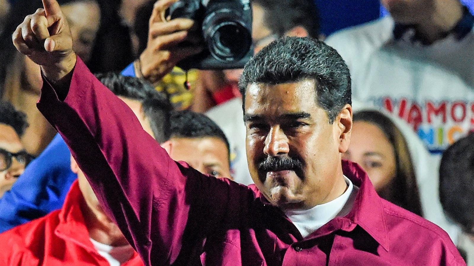 Nicolas Maduro venezuelai elnök május 20-án, miután megismerte a választási eredményt Fotó: Juan BARRETO / AFP