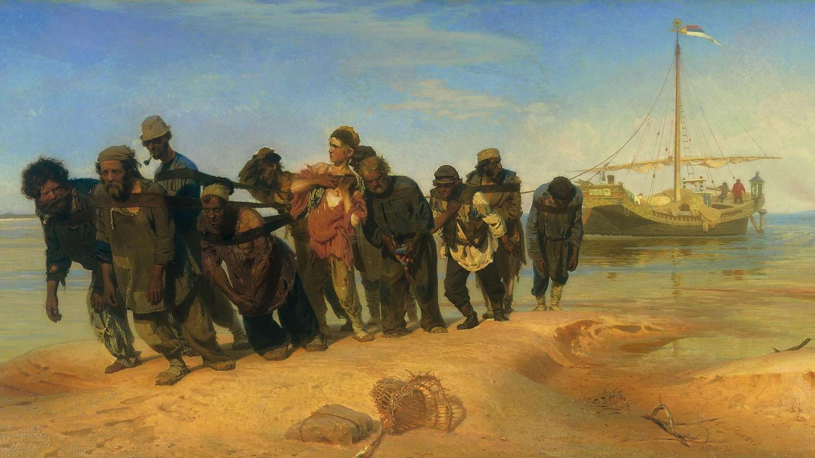 Repin: Hajóvontatók a Volgán ( festmény, 1873)