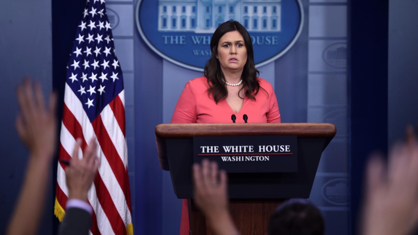 Sarah Huckabee Sanders, a Fehér Ház szóvivője FOTÓ: Brendan SMIALOWSKI / AFP