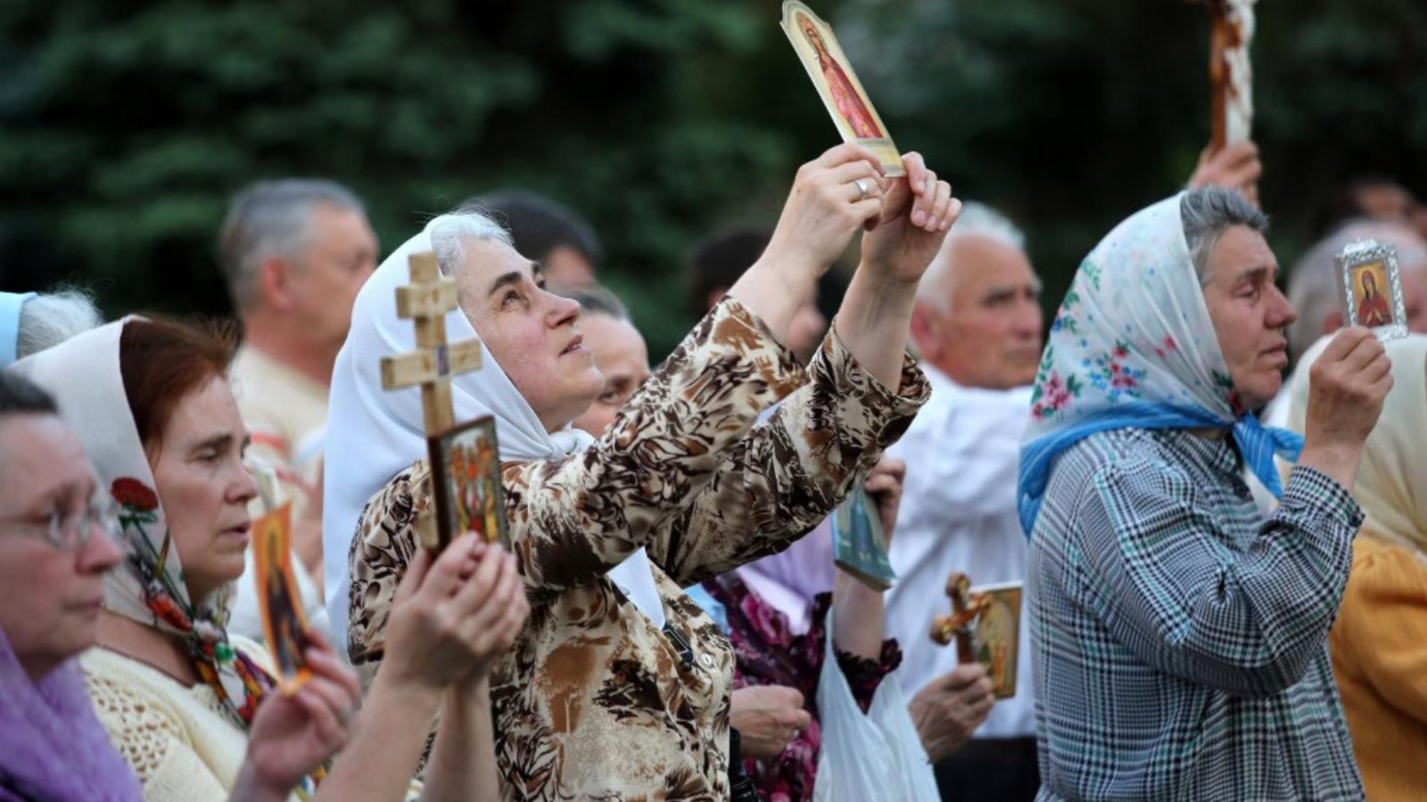 Pravoszláv asszonyok az ukrajnai megbékélésért imádkoztak Donyeckben FOTÓ: EUROPRESS/GETTY IMAGES/JOHN MOORE