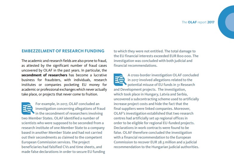 Az OLAF-jelentés nemzetközi céghálóról szóló része Forrás: ec.europa.eu