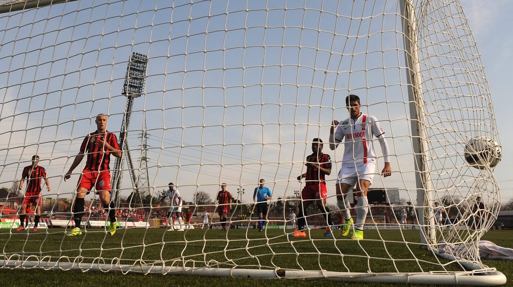 A diósgyőri Lazar Marjanovics gólja. MTI Fotó: Illyés Tibor