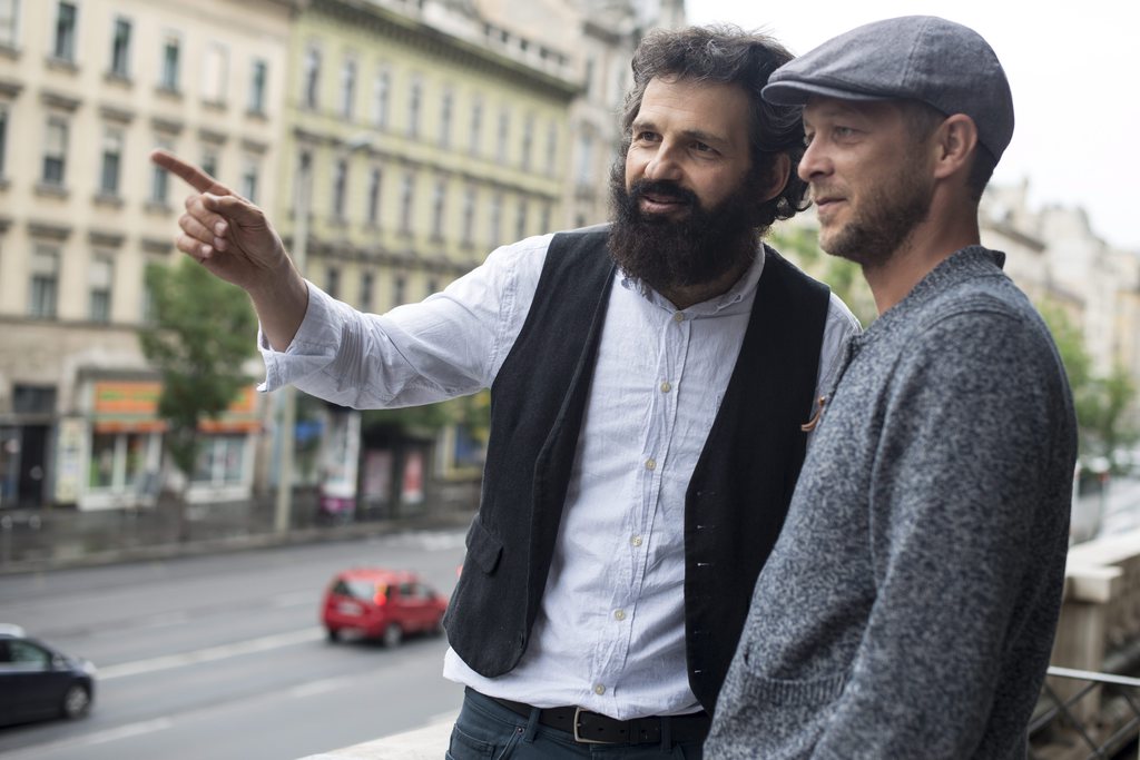 Röhrig Géza Saul Auslander és Molnár Levente Abraham szerepét alakító színészek. MTI Fotó: Kallos Bea