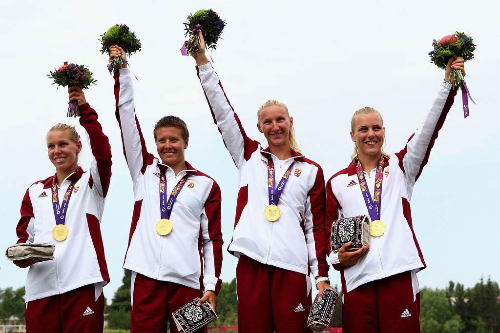 Szabó Gabriella, Kozák Danuta, Kárász Anna és Vad Ninetta Bakuban egy korábbi felvételen. FOTÓ: Robert Prezioso/Getty Images for BEGOC